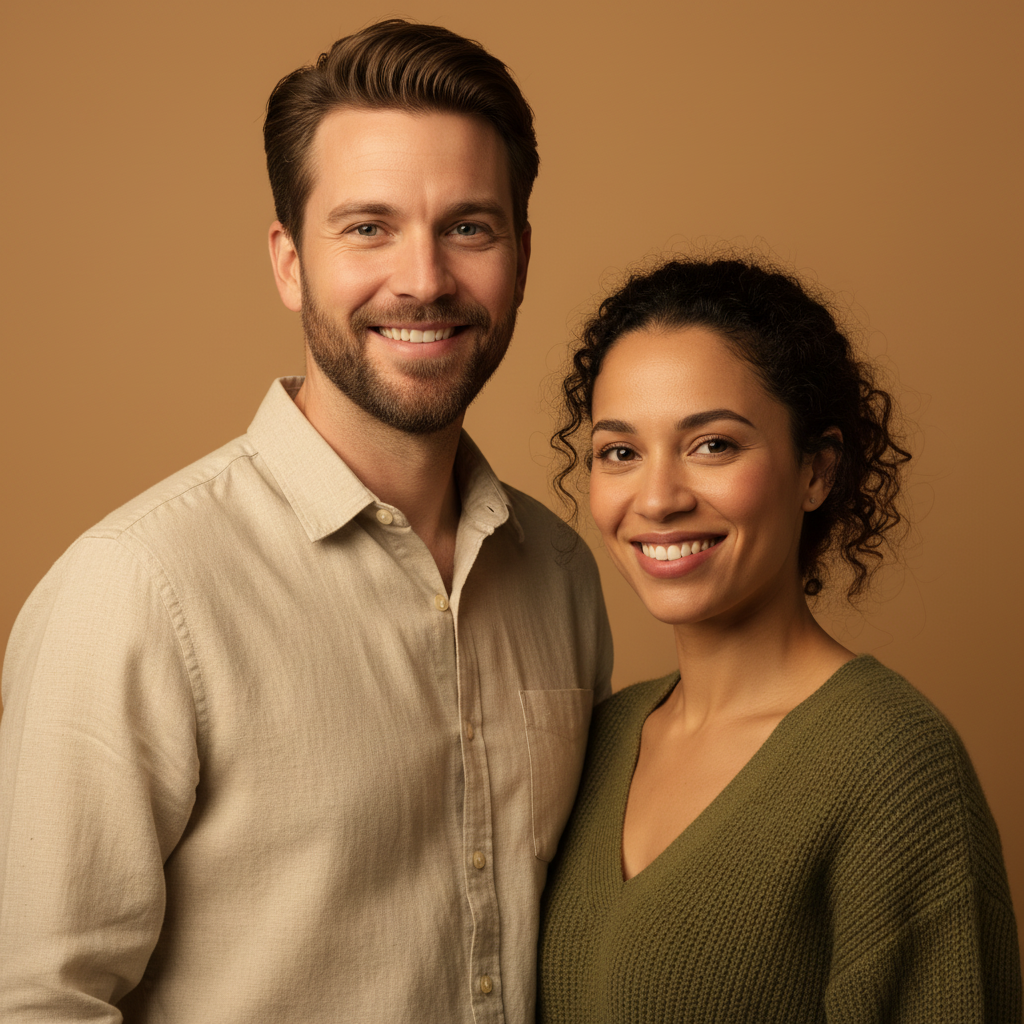A man and a woman, healthy and confident