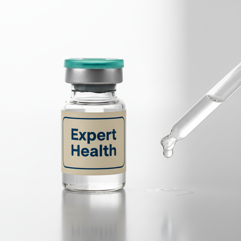 Macro of an Expert Health vial and dropper